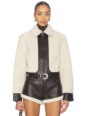 Understated Leather FAUX SHEARLING LEATHER 夹克 奶油色 美式