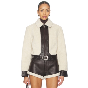 SHEARLING LEATHER 夹克 Understated 美式 FAUX 奶油色 Leather