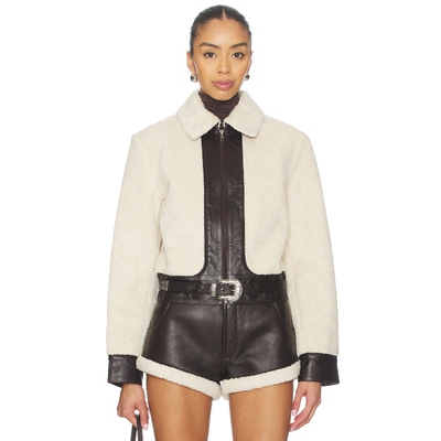 Understated Leather FAUX SHEARLING LEATHER 夹克 奶油色 美式