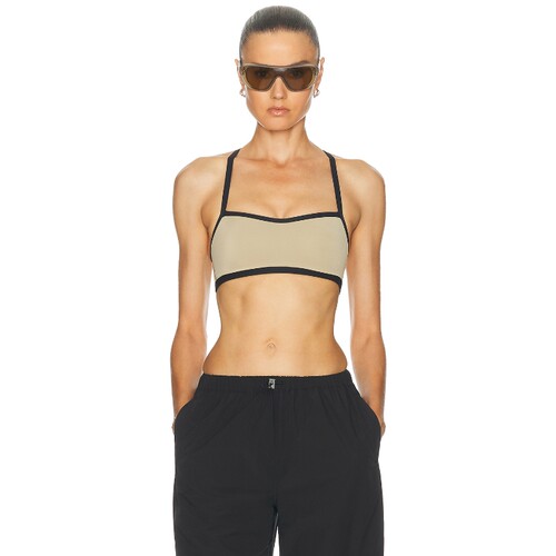 lululemon其撞色包边细肩带运动内衣方领健身短上衣REVOLVE