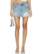 CRYSTAL 半身裙 FRAY AREA DENIM MINI revolve小众新款