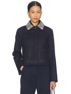 Veronica Beard 装饰款巴林顿夹克 revolve小众新款 蓝色