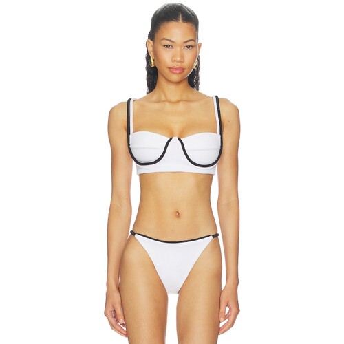 Nau Bikinis辣妹风白色撞色包边细肩带比基尼夏日海边度假REVOLVE