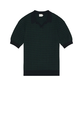 [冬季新品]Bound复古风格纹深绿色短袖针织上衣REVOLVE