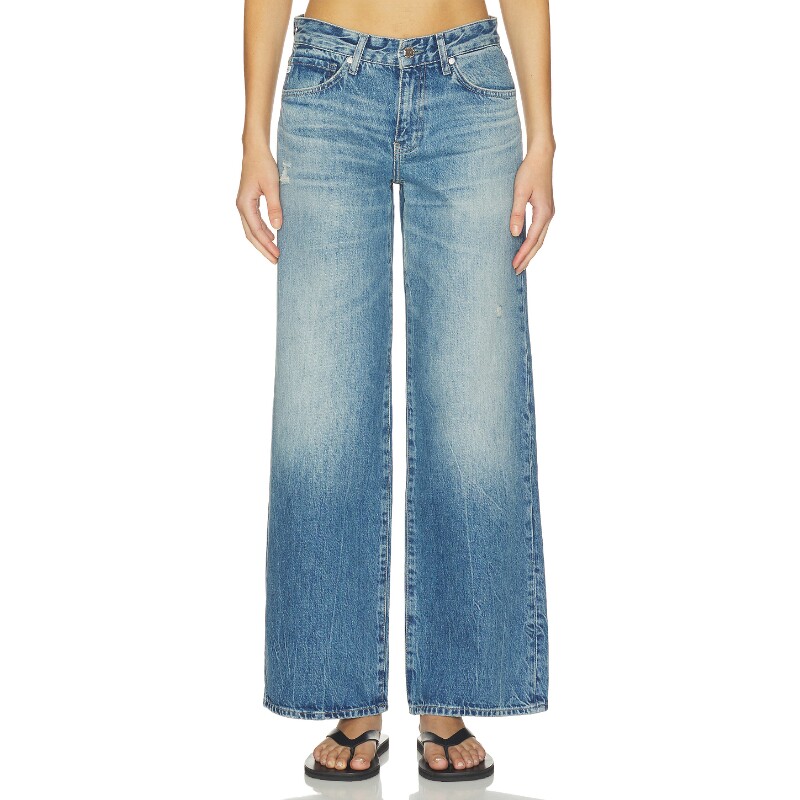 AG Jeans蓝色裤装水洗牛仔复古风早秋新品阔腿牛仔裤REVOLVE
