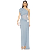 Lovers 单肩连衣裙暗蓝灰色复古风礼服裙REVOLVE新款 and Friends