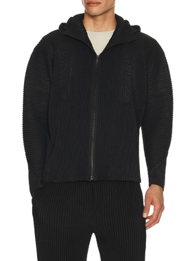 Homme Plisse Issey Miyake WICKERWORK 全拉链连帽外套 黑色REVO