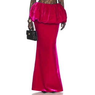 The New Arrivals by Ilkyaz Ozel GALINA 丝绒裙 桃紅色REVOLVE