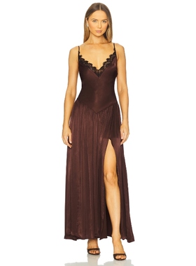 Bardot ADERIA 裙子 巧克力色REVOLVE小众新款