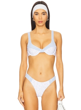 For Love & Lemons FLORAL STEMS 钢圈比基尼上装 白色 y2k辣妹风