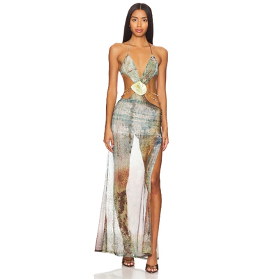 Jaded London Vida Backless Maxi Dress 绿色revolve小众新款