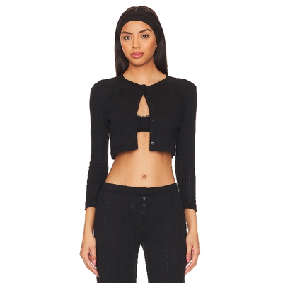 Cou Cou Intimates 黑色开衫轻薄网眼短款上衣REVOLVE小冬季保暖