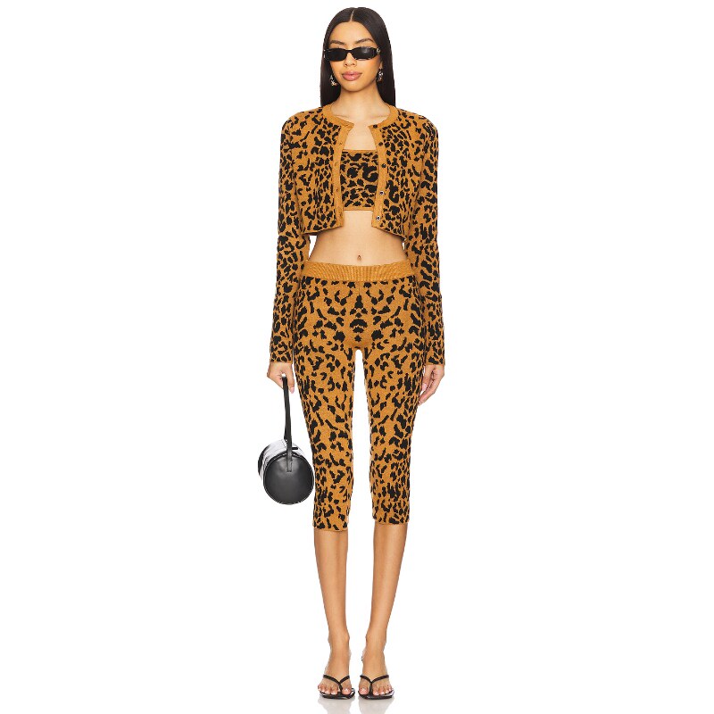 superdown LYLE 针织衫套装棕色豹纹美式性感REVOLVE小众新款