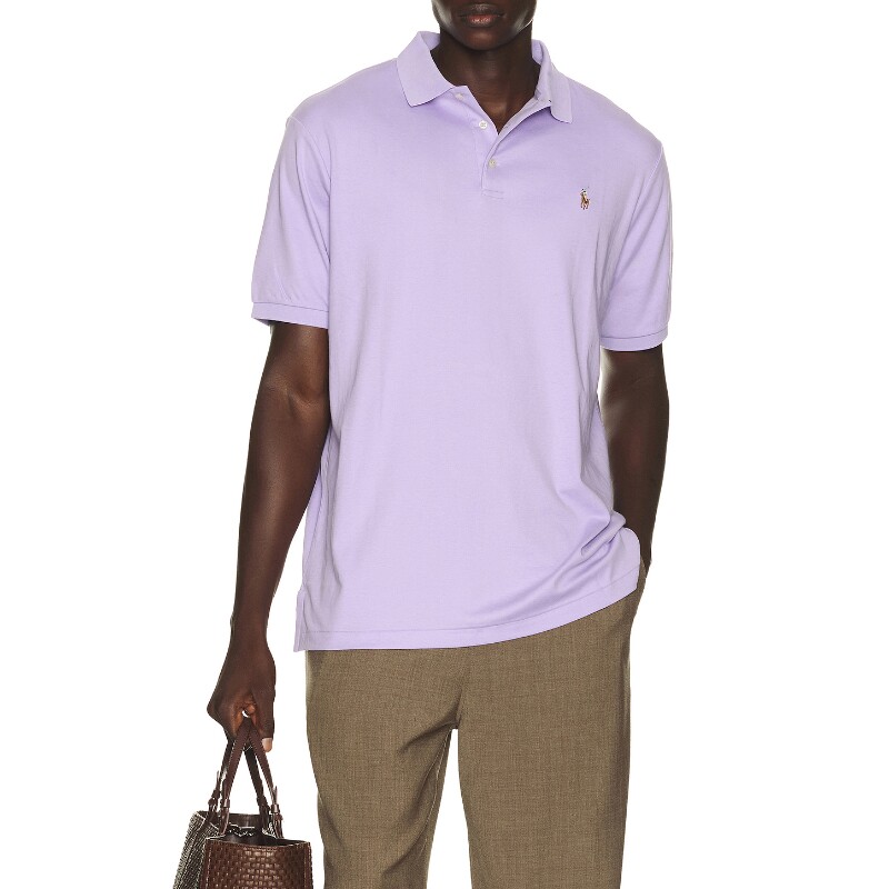 Polo Ralph Lauren浅紫上衣翻领纽扣通勤风秋冬新品T恤REVOLVE