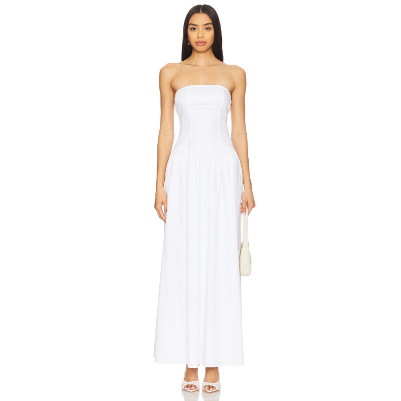 [早秋新品]ALL THE WAYS 白色抹胸连衣裙简约优雅气质长裙REVOLVE