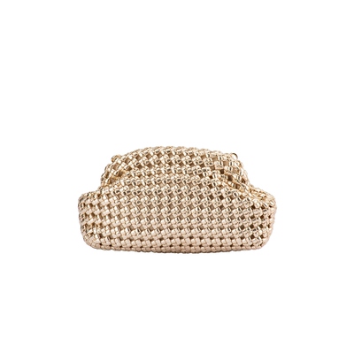 olga berg Everly Hand Woven Clutch 金属金色REVOLVE小众新款