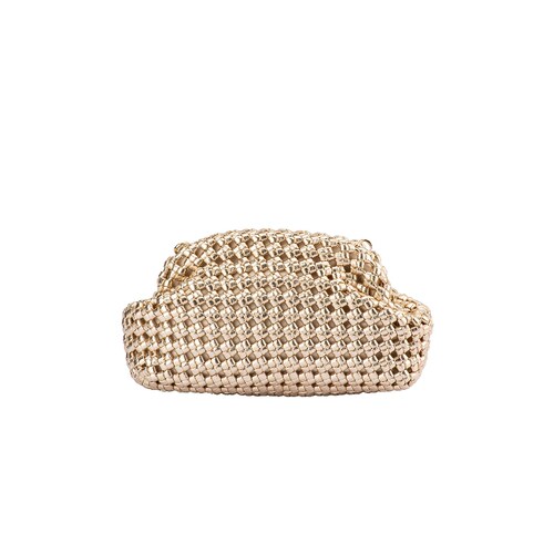 olga berg Everly Hand Woven Clutch 金属金色REVOLVE小众新款