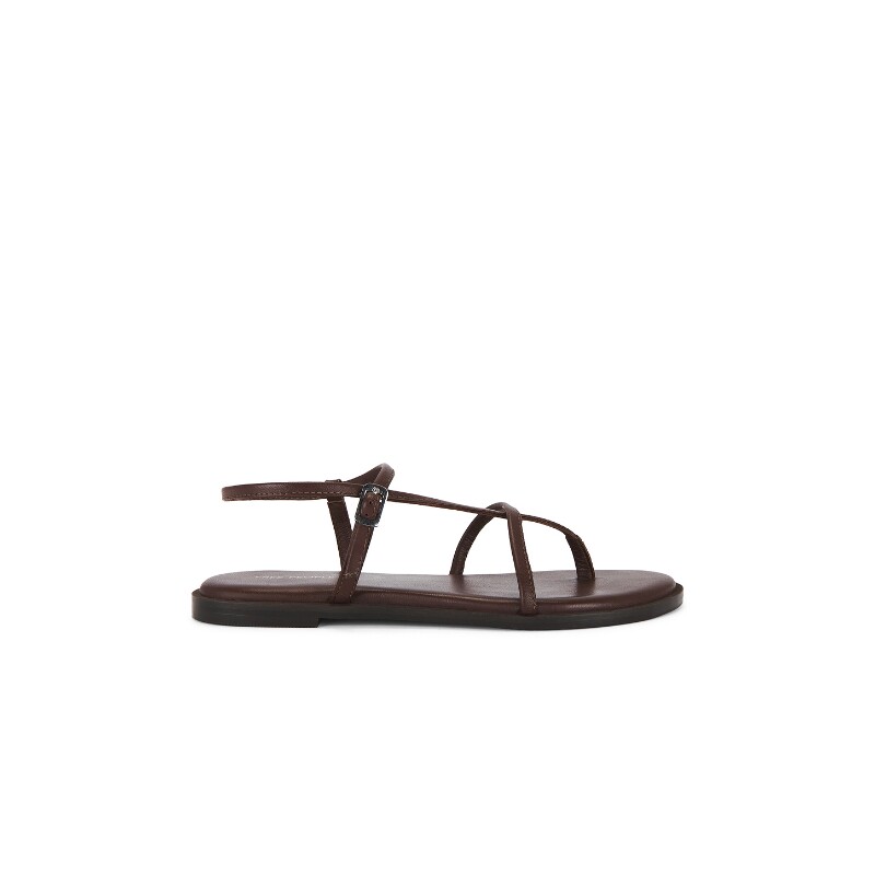 Free People 棕色夹脚细带凉鞋度假风休闲一字扣平底鞋REVOLVE
