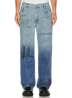 Pas Une Marque SKETCH PRINT 牛仔长裤 26夏季新品 revolve小众