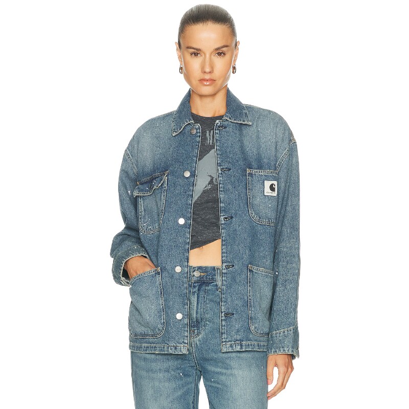 Carhartt WIP蓝色夹克翻领牛仔酷飒风早秋新品宽松外套REVOLVE