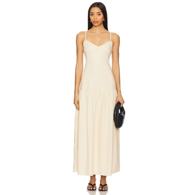 4th & Reckless Trisha Dropwaist Dress 奶油色REVOLVE小众新款