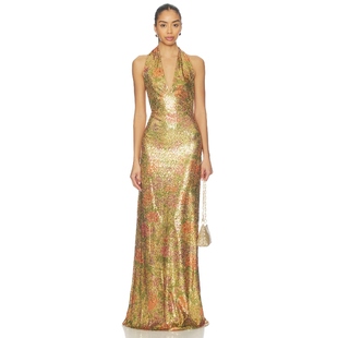 LIANA Foutch 裙子 Metallic Fait GoldREVOLVE小众新款 Par