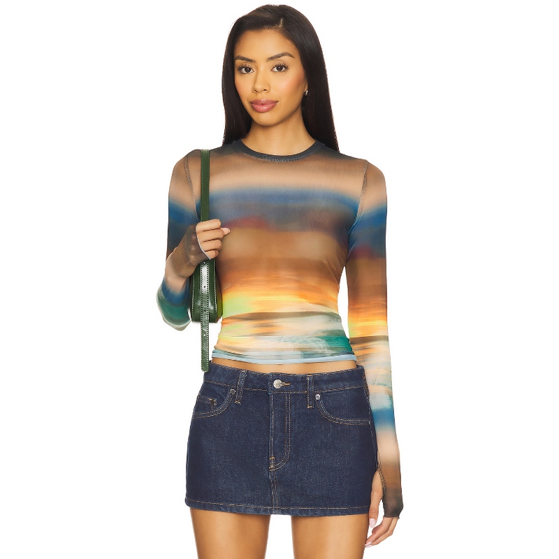 AFRM KAYLEE 上装长袖上衣 橙色y2k辣妹风REVOLVE小众新款