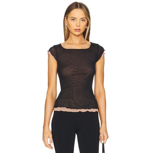 Free People 黑色透视双层短袖上衣个性摩登REVOLVE小众新款