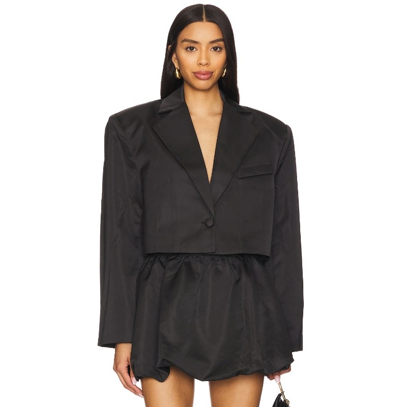 [冬季新品]WeWoreWhat 短款西装夹克黑色老钱风廓形外套REVOLVE,女装/女士精品,西装,淘宝优惠券,粉丝福利购,淘宝优惠卷