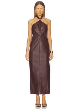 4th & Reckless RHEA 挂颈裙 酒红色REVOLVE小众新款