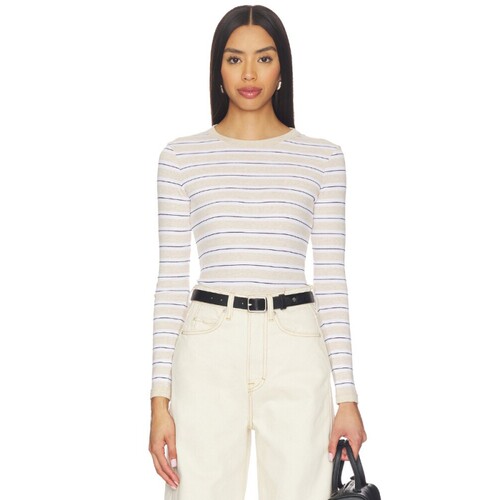 Enza Costa Cotton Stripe Classic Long Sleeve Tee revolve小众