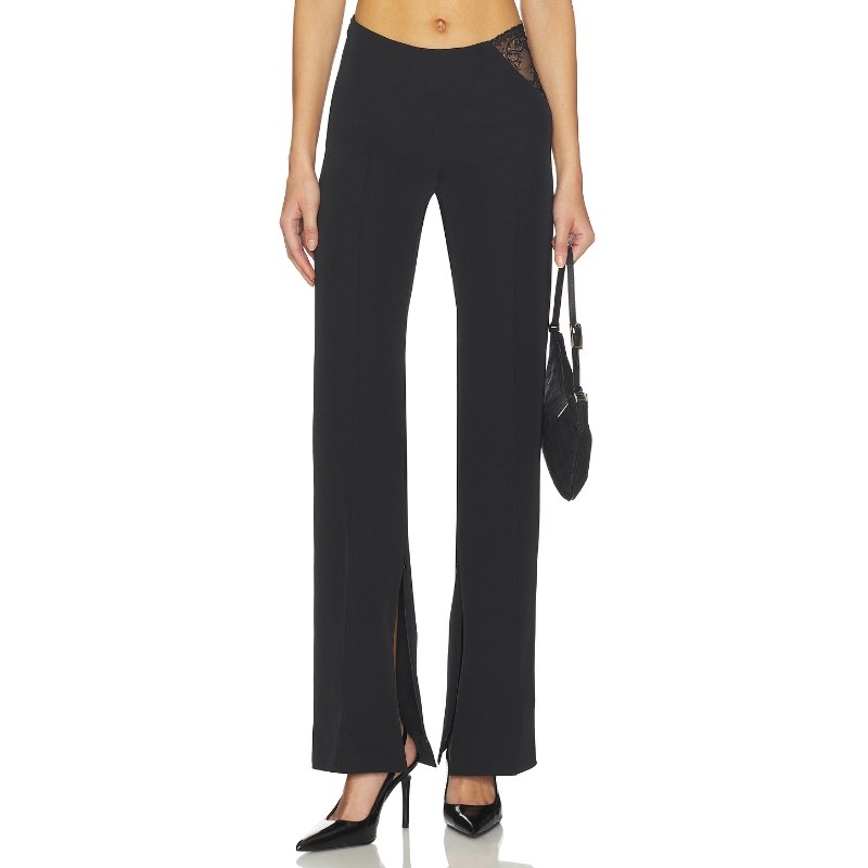 Vaillant 蕾丝腰部镂空直筒裤 黑色 美式休闲风REVOLVE小众新款