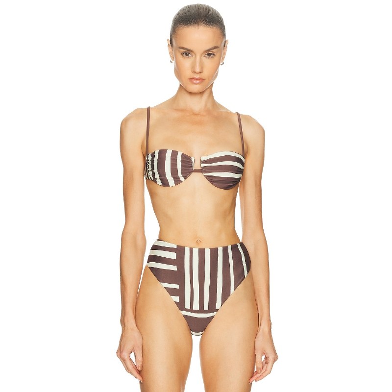 SIR. LINOCUT 比基尼文胸上装 棕色REVOLVE小众新款