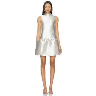 金属银色REVOLVE小众新款 绸缎迷你连衣裙 BLAZE ALIGNE
