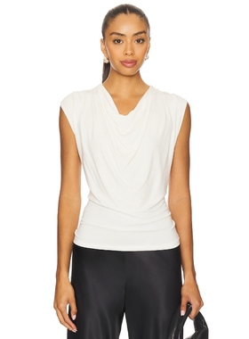 Vince Sleeveless Draped Cowl Neck Top 白色 y2k辣妹风REVOLVE