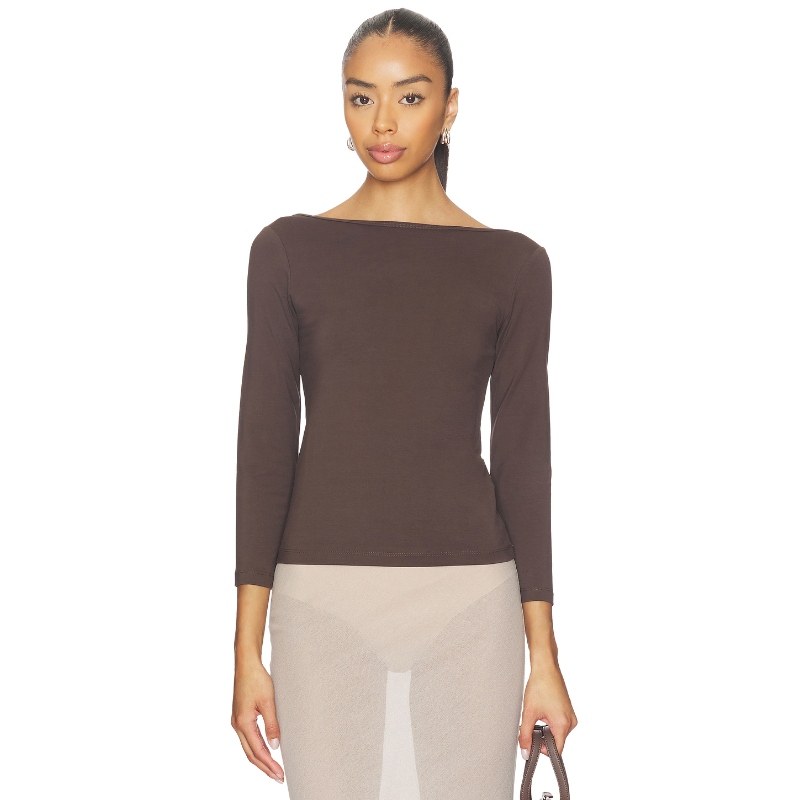 St. Agni Soft Jersey Ballerina Top 棕色 y2k辣妹风REVOLVE小众