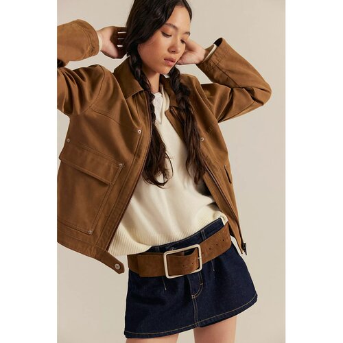 Free People BLAIR巴恩夹克翻领复古棕色短款外套REVOLVE小众新款