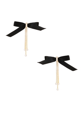 Ettika VELVET BOW CRYSTAL CHAIN 耳饰 revolve小众新款 黑色