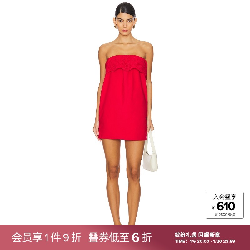 Posse BERYL 无带连衣裙 红色REVOLVE小众新款