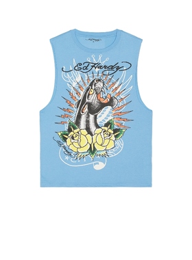 Ed Hardy 埃德哈迪 Panther Roses Cutoff Tee Baby BlueREVOLVE