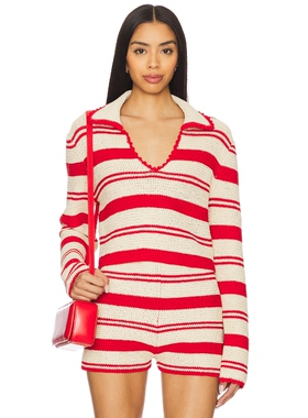 AKNVAS Rowan Two Toned Knit Crop Top 红色 y2k辣妹风REVOLVE小