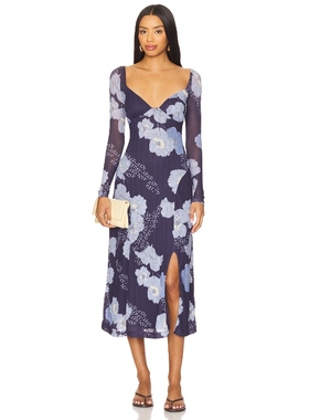 [冬季新品] Free People CALLA 中长款连衣裙蓝色度假波西米R