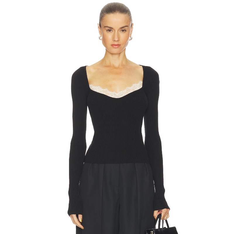 [冬季内搭]L'Academie EUGENE 黑色打底衫蕾丝拼接领口REVOLVE