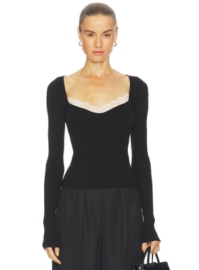 [冬季内搭]L'Academie EUGENE 黑色打底衫蕾丝拼接领口REVOL