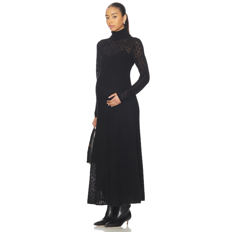 [冬季新品]HATCH黑色镂空长袖连衣裙性感风收腰长裙REVOLVE