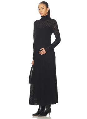 [冬季新品]HATCH黑色镂空长袖连衣裙性感风收腰长裙REVOLVE