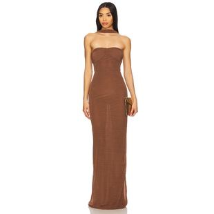 [春季新品]Camila Coelho TERESE 长裙 棕色REVOLVE小众