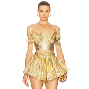 The Dolls House 上装 新品 SHELBY 金属金色辣妹风REVOLVE 春季