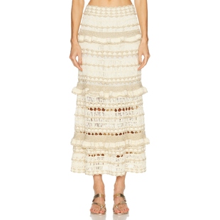 奶油色REVOLVE小众新款 Zimmermann 半身裙