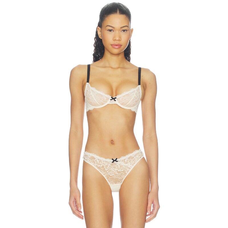 fleur du mal米白色文胸内衣蝴蝶结蕾丝法式甜美风REVOLVE